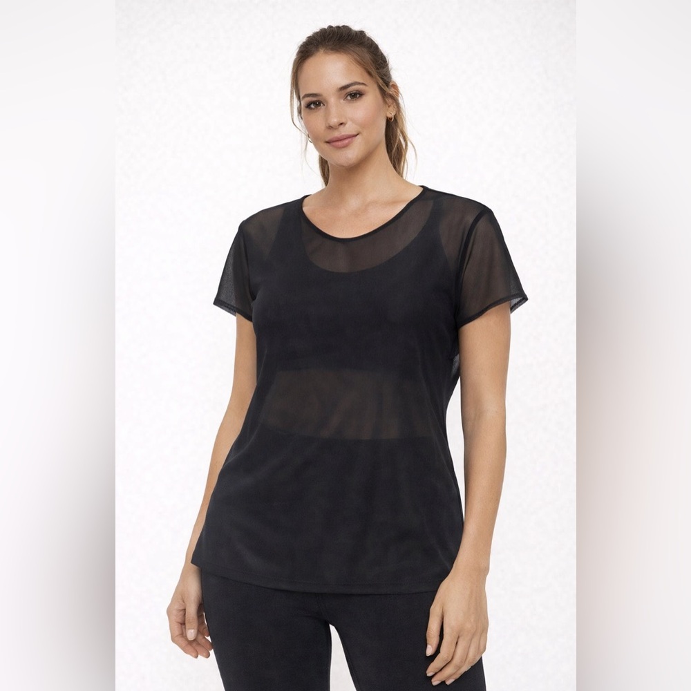 Victoria's Secret Black Mesh Short Sleeve Top